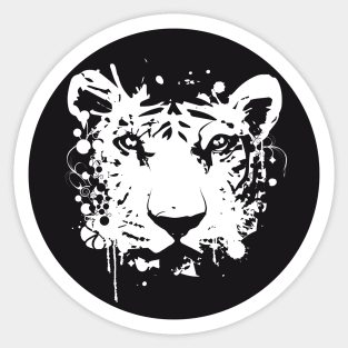 white graffiti tiger head Sticker